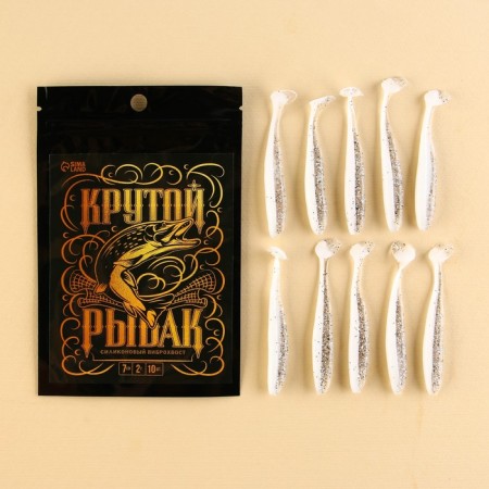 Silicone bait "Cool fisherman", 10 pcs, 2 g, 7 x 2 cm