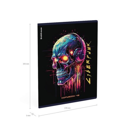 Notebook of 48 sheets in a cage, Erichkrause "Cyberpunk", metallized lamination, white 100%, mix-5