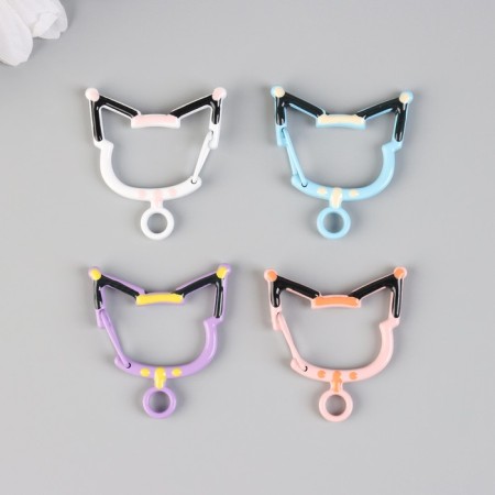 Carabiner Metal with a ring "A cat with a collar" set of 4 pcs 3.4x3.3 cm