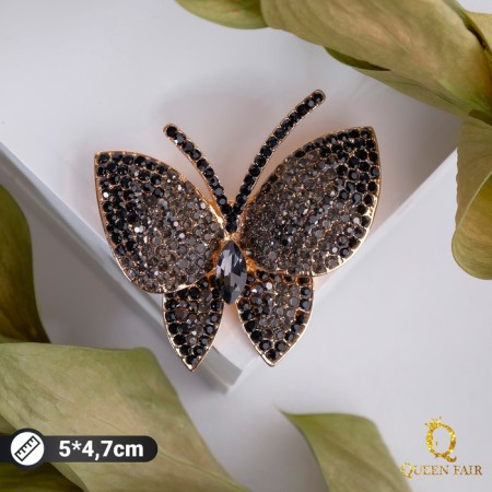 Brooch "Butterfly", the color is gray-black in gold