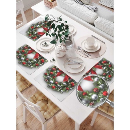 Set of napkins for setting the table "Fairytale Christmas Wreath", rectangular, size 32x46 cm, 4 pcs-1