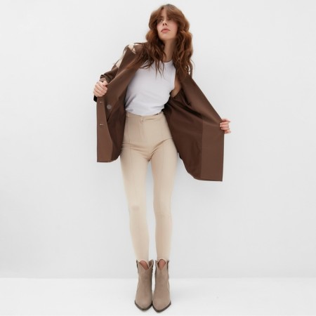 Women's jacket with Minaku scrap: Casual Collection Brown color, pr 50-5