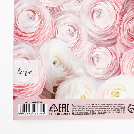 Glossy packaging paper "Ranunkulus", 1 sheet, 70 x 100 cm-3