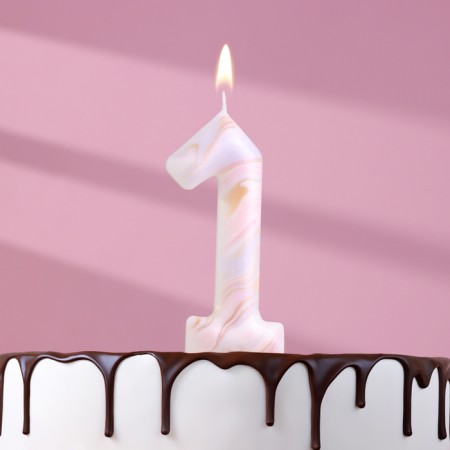 Candle in the “White Marble” cake, number “1”, giant, 12.5 cm