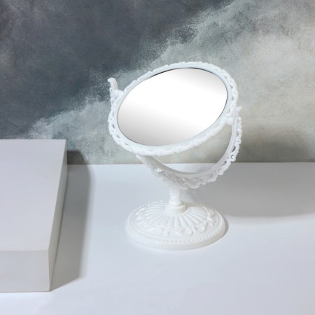 The mirror of the desktop “circle”, bilateral, with an increase, D mirror surface 9.5 cm, white color-2