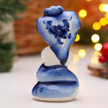 New Year. Souvenir "Snake Lucy" 11 × 6.5 cm, gzhel-2