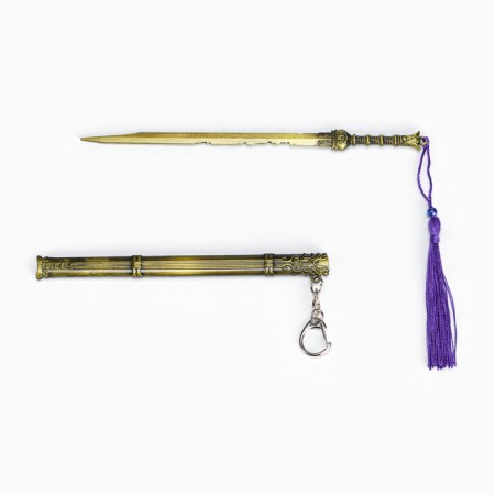 Souvenir weapon suspended mini "anime sword", keychain, 20 cm, gold with purple-3