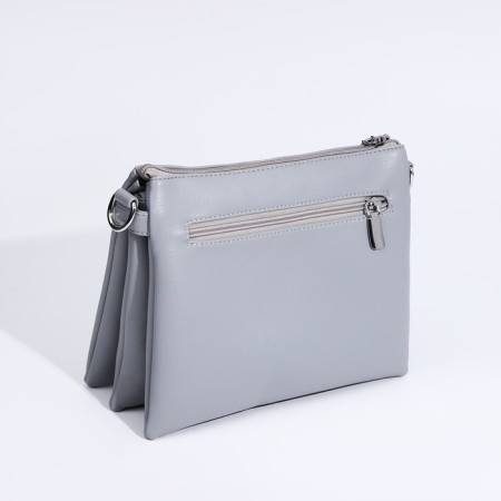 Cross-Bodi Bag on a zipper, 2 outer pockets, color gray color-1