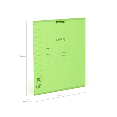 Notebook 18 sheets ruler Erichkrause Coverpro Neon "Classic", plastic cover, OFSET block, whiteness 100%, green-4