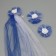 Set for the hood of the wedding car "Fat + 3 bows" Blue