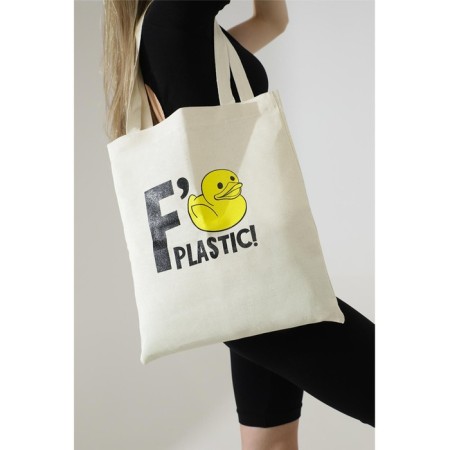 No Plastic-shoper bag without lightning, without lining, beige color-4