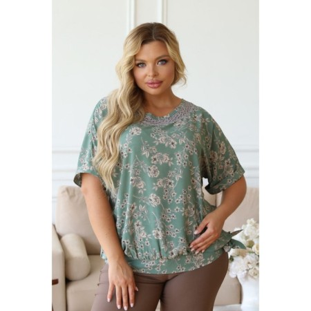 Female blouse, size 50, green color-4