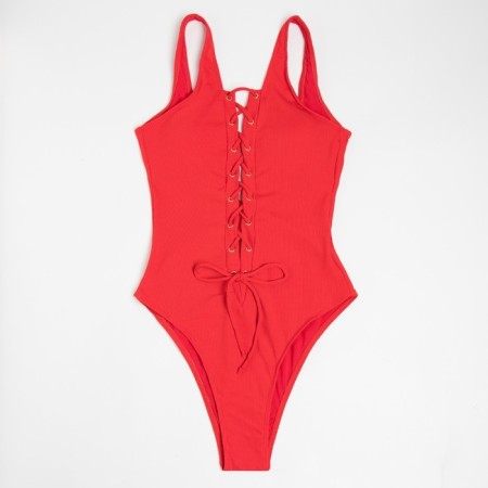Swimsuit female mere minaku monophonic, red color, size 48-5