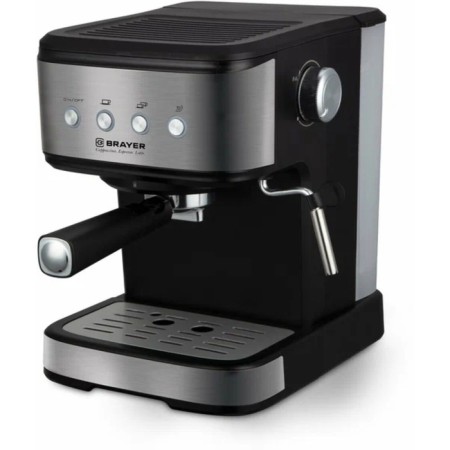 Brayer BR1114 coffee machine, Rozhkova, 1100 watts, 1.5 l, cappuccino, black-silver-silver