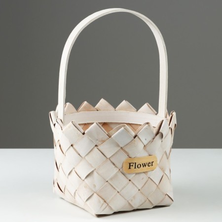 Wicker basket, d20 x 15/33 cm, white, sequoia