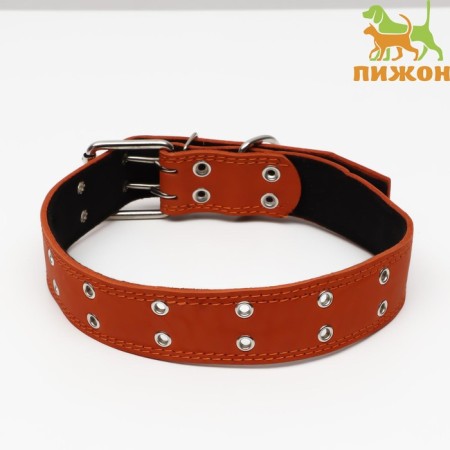 Leather collar on synthetic winterizer, dimensionless, 83 x 4.5 cm, Osh 20-71 cm, orange