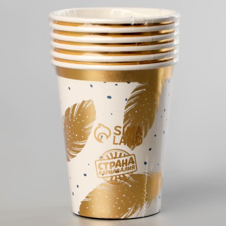 Paper glasses "Golden Feather", 6 pcs.-2
