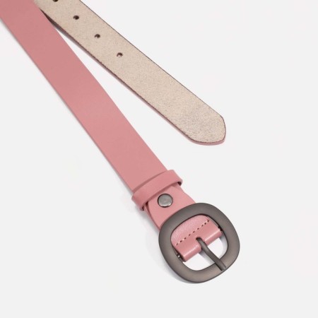 Women's belt, width 2.5 cm, screw, buckle metal, pink color-1