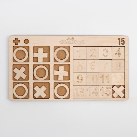 Game set of puzzles 2 in 1 "Fifteen + stroke Noliki"