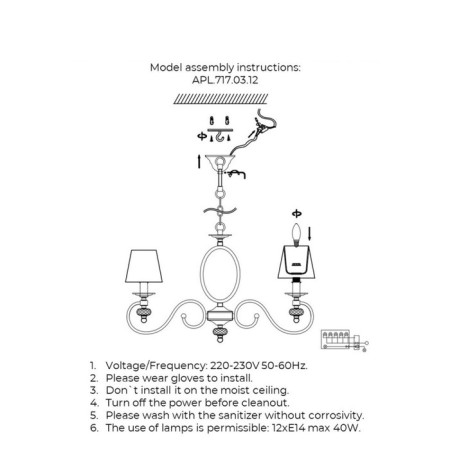 Suspended chandelier Reni E14 480W-10