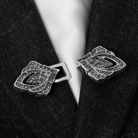 Cardigan clamp "Peaks", gray color in black silver-1