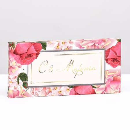 Gift box for tiles of chocolate, without a window "Spring bouquet", 17 x 8 x 1.4 cm