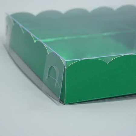 Cookie box, confectionery packaging with PVC lid, green, 15 x 15 x 3 cm-2