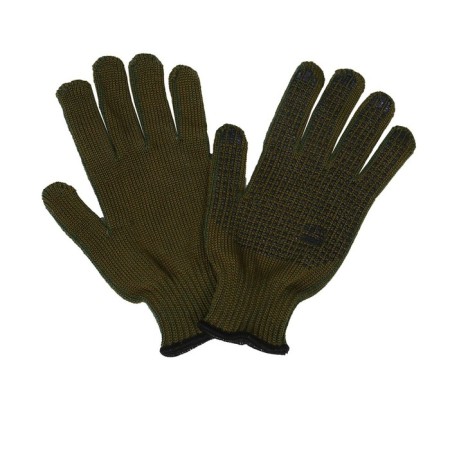 Garden gloves, x/b, knitting grade 10, 5 threads, 3-layer, size 10, with PVC dots, green, “olive”-1