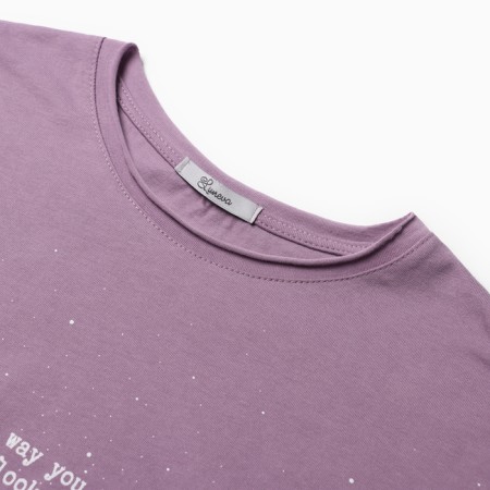 T-shirt for a boy, gray-violet, height 140-1