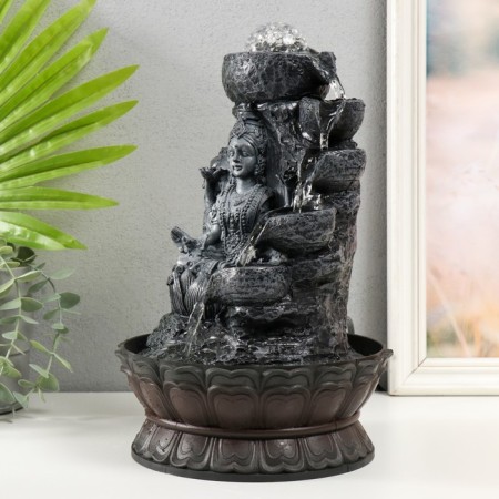 The desktop fountain from the network, Lakshmi backlighting in gray under the waterfall 20x20x30 cm-2