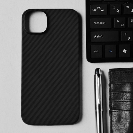 Hoco Case for the IPhone 14 Plus phone, Kevland texture, Magsafe support, black-3