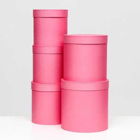 Set of round boxes 5 in 1 "paints", pink, 25 x 25 x 25 - 19 x 19 x 19 cm-1