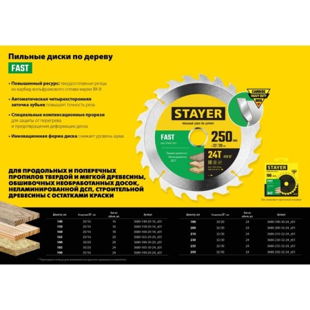 Disk STAYER 3680-200-32-24_z01, on wood, fast cut, 24t, 200 x 32/30 mm-4