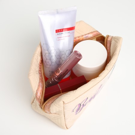Lightning cosmetic bag, beige color-4