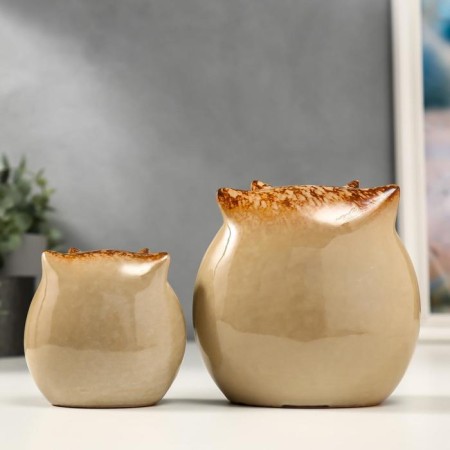 Souvenir Ceramics "Filin and Owl" Bezh set 2 pcs 8x8.5x5 cm 12.5x12.5x7 cm-3