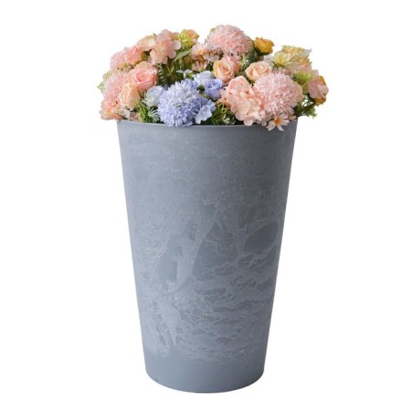 High pots with drainage liner, 20l light gray 31x31x46cm-1