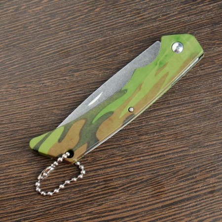 Folding Kamuflation knife 16.3cm, blade 69mm/1mm, with a chain-1