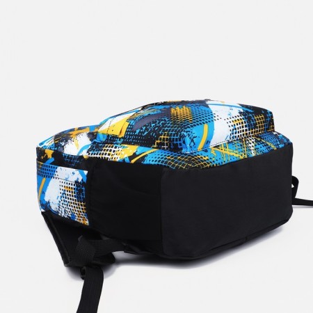 School backpack from lightning textiles, external pocket, blue/yellow color-4