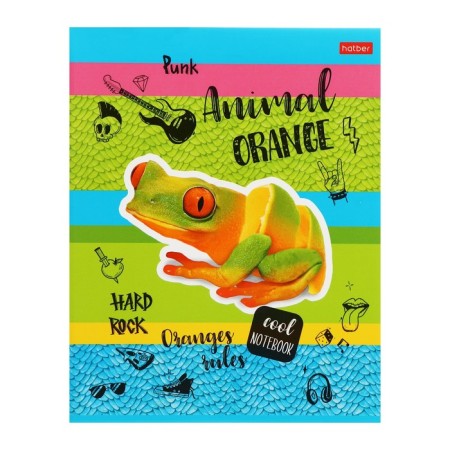 A notebook of 80 sheets in the "Animals Orange" cage, cover coated cardboard, selective varnish, block 65 g/m2, mix-6
