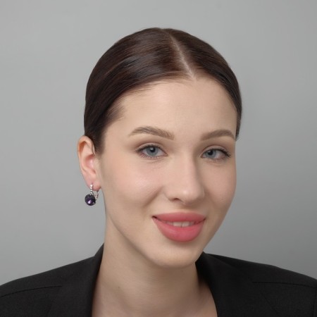 Earrings with rhinestones “Give tenderness” Crystal, Dark purple color in silver-3