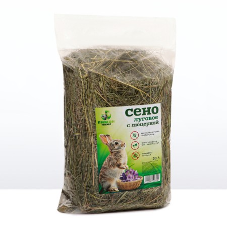 Lugovoi hay with alfalfa “dive” for rodents, 20 l, 500 g-4