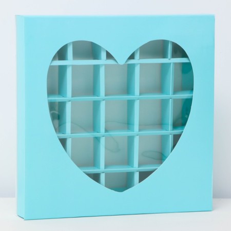 Box for sweets 25 pcs, 22 x 22 x 3.5 cm, blue