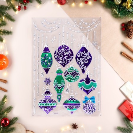 Stickers on the windows "New Year" Christmas tree toys, 50 x 30 cm