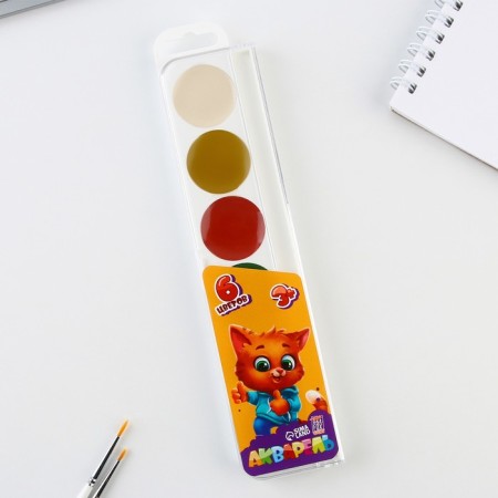 Watercolor paints honey 6 colors in a plastic box, without brush "September 1"-1