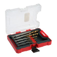 A set of extractors and tundra drills, large left thread, 45 steel M1-M5, D = 2.4-8 mm HSS, TIN
