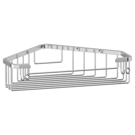 Corner shelf with hooks, width 21 cm, chrome