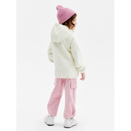 Demisason windbreaker for girls Minaku from SoftShell on fleece, waterproof, light gray, height 128 cm-3