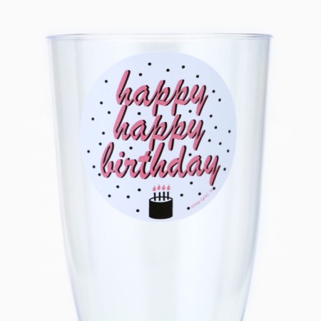 A set of plastic glasses for champagne "Happy Birthday", white, 150 ml-3