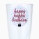 A set of plastic glasses for champagne "Happy Birthday", white, 150 ml