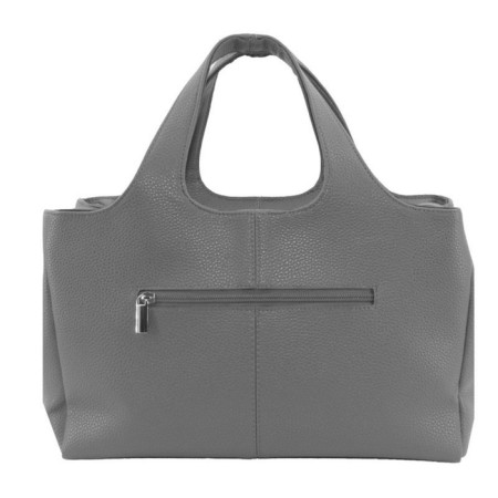 Bag women, genuine leather, gray 36x10x33 cm-1